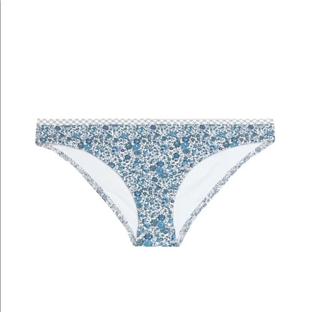 Karla Colletto Lapis Floral Print Bikini Swim Bottoms Blue Multi Size 12